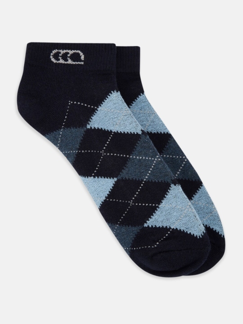 

Ajile by Pantaloons Men Blue & Black Patterned Ankle-Length Socks