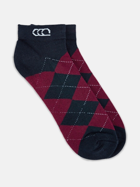 

Ajile by Pantaloons Men Maroon & Black Patterned Cotton Ankle-Length Socks