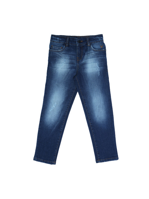 

Allen Solly Junior Boys Blue Slim Fit Mid--Rise Low Distress Jeans