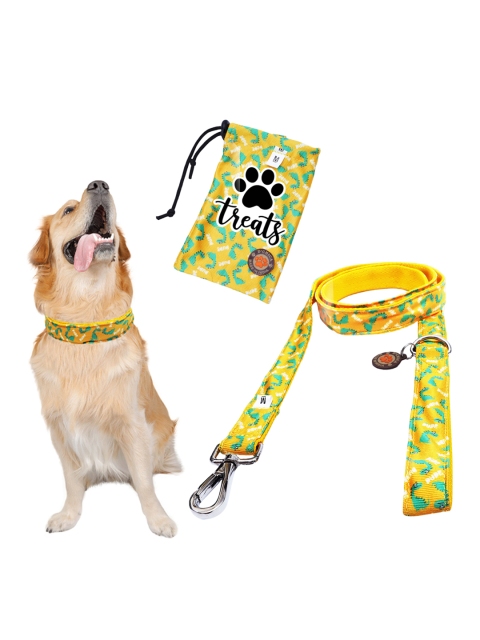 

D'chica Paws Leash Collar & Treat Pouch Combo For Dogs Pack of 3, Yellow