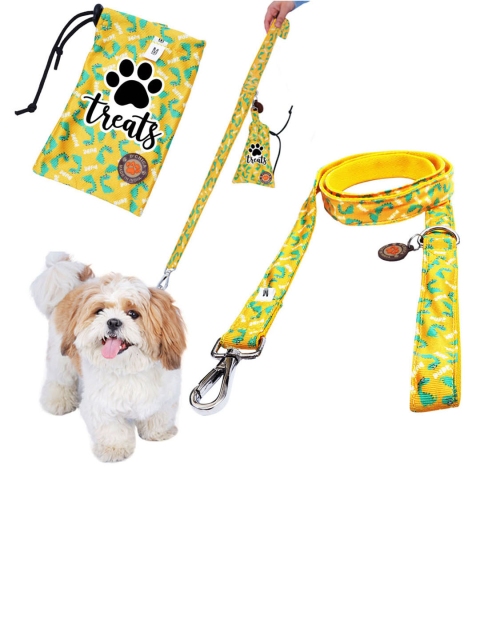 

D'chica Paws Yellow Leash & Treat Pouch Combo For Dogs Pack of 2