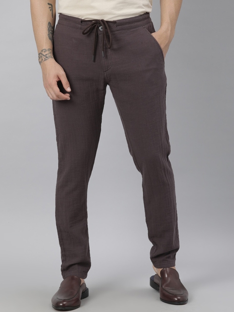 

RARE RABBIT Men Purple Tailored Slim Fit Trousers