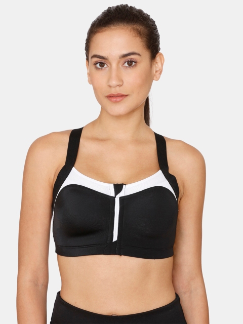 

Zelocity by Zivame Black & White Non Padded Non-Wired Workout Bra