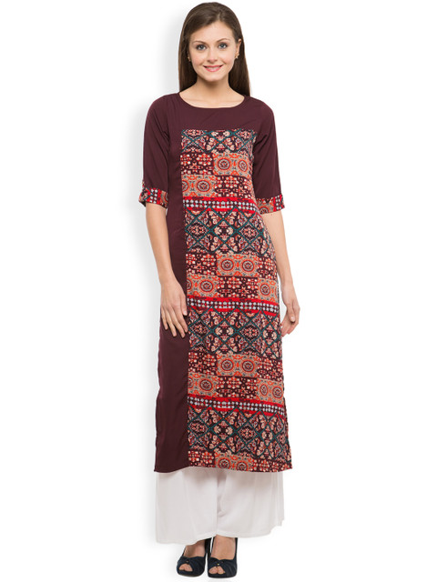 

Vishudh Women Maroon Printed Kurta