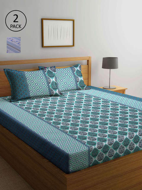 

KLOTTHE Multi Color Geometric Printed 210 TC 2 Double Bedsheets with 4 Pillow Covers