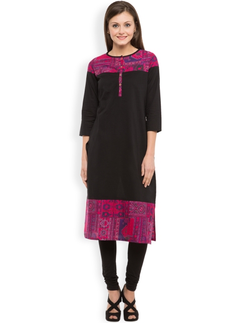 

Vishudh Women Black Printed Kurta