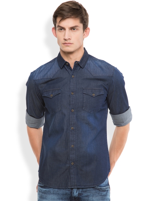 

HIGHLANDER Men Blue Slim Fit Solid Casual Shirt