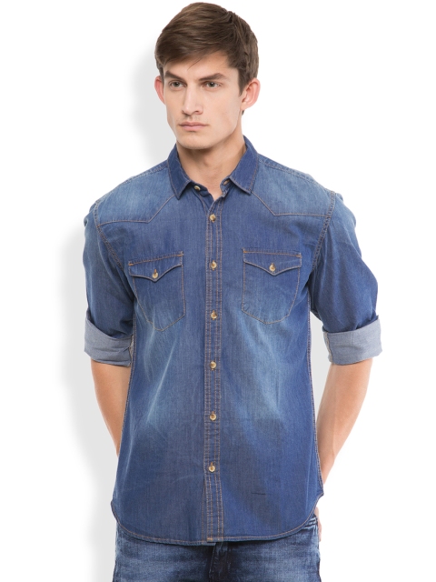 

HIGHLANDER Men Blue Slim Fit Solid Casual Shirt