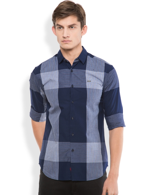 

LOCOMOTIVE Men Blue Slim Fit Striped Casual Shirt