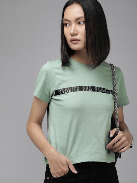 

The Roadster Lifestyle Co Women Blue & Black Printed T-shirt