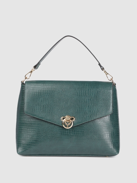 

Allen Solly Green Croc Textured Handheld Bag