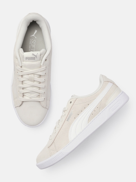 

Puma Women Grey Vikky V3 Leather Sneakers