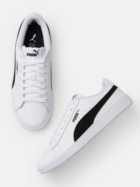

Puma Women White Vikky v3 Leather Sneakers