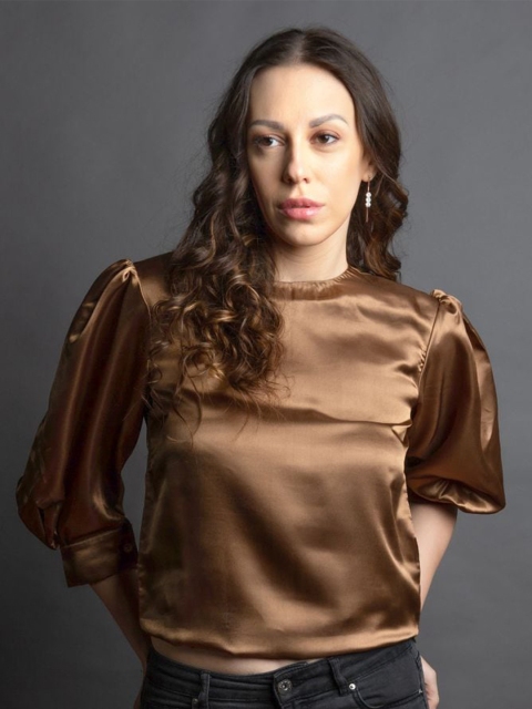 

EMBLAZE Brown Satin Top