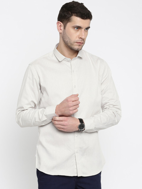 

Four One Oh Men Beige Slim Fit Semiformal Shirt