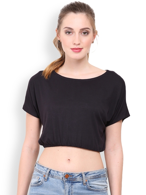 

Trend Arrest Women Black Solid Crop Top