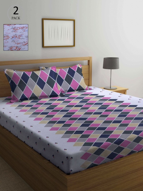 

KLOTTHE Multicoloured Floral 210 TC 2 Queen Bedsheet with 4 Pillow Covers, Multi