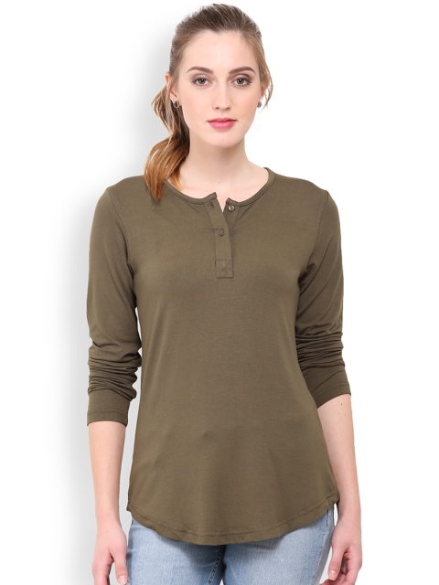 

Trend Arrest Women Olive Brown Solid Regular Top