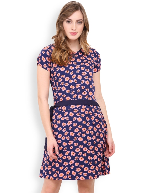 

Trend Arrest Women Navy Printed A-Line Dress, Navy blue