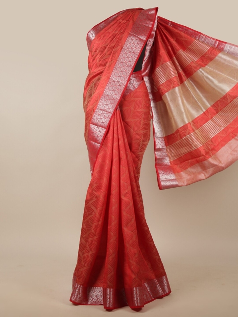 

Pothys Red & Beige Zari Jute Silk Saree