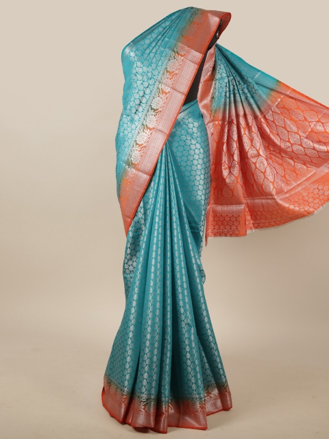 

Pothys Blue & Peach-Coloured Woven Design Zari Jute Silk Saree