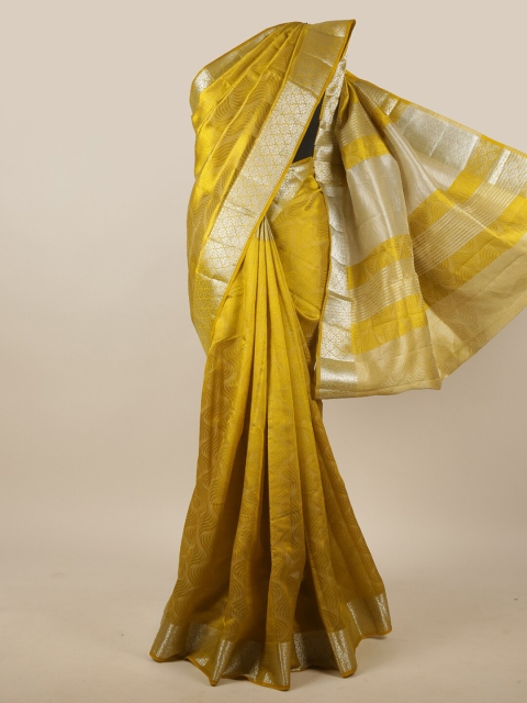 

Pothys Green & Silver-Toned Woven Design Zari Jute Silk Saree