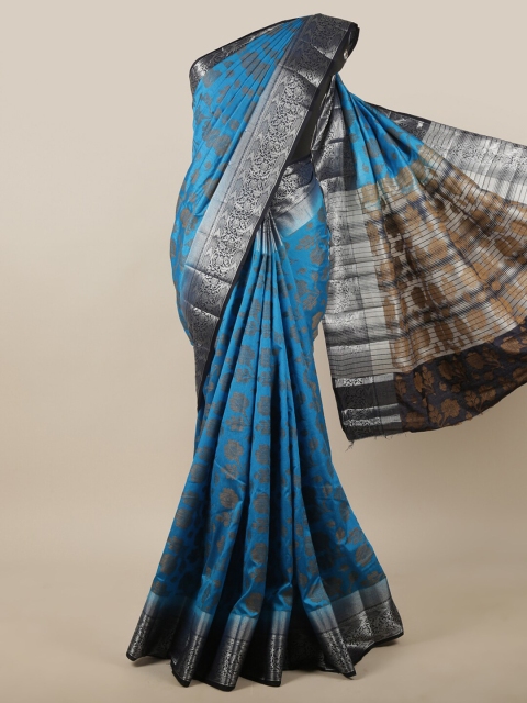 

Pothys Blue & Black Woven Design Zari Jute Silk Saree