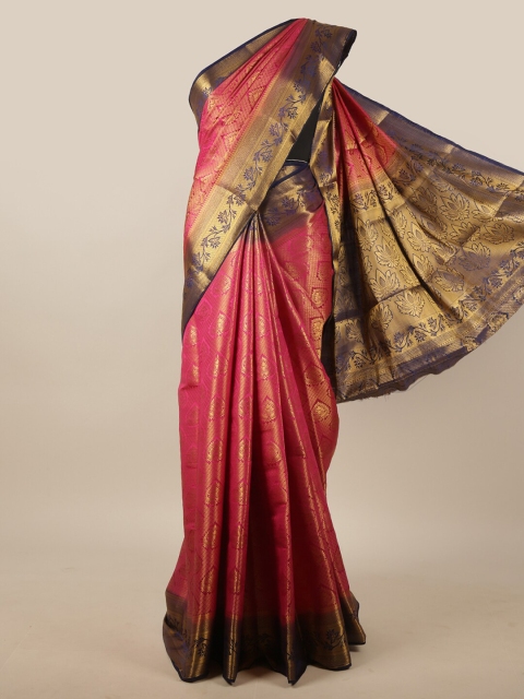 

Pothys Pink & Gold-Toned Woven Design Jute Silk Saree