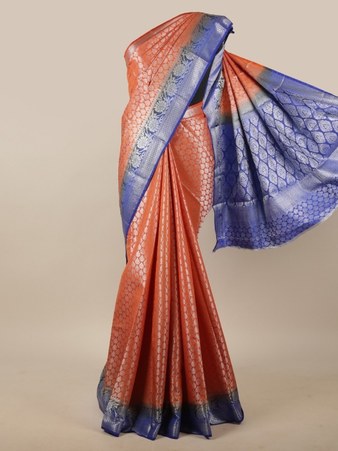 

Pothys Orange & Blue Woven Design Zari Jute Silk Saree