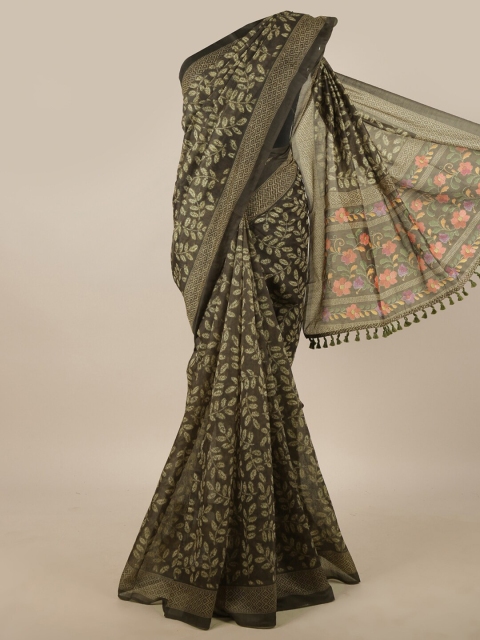 

Pothys Green & Coral Floral Jute Silk Saree