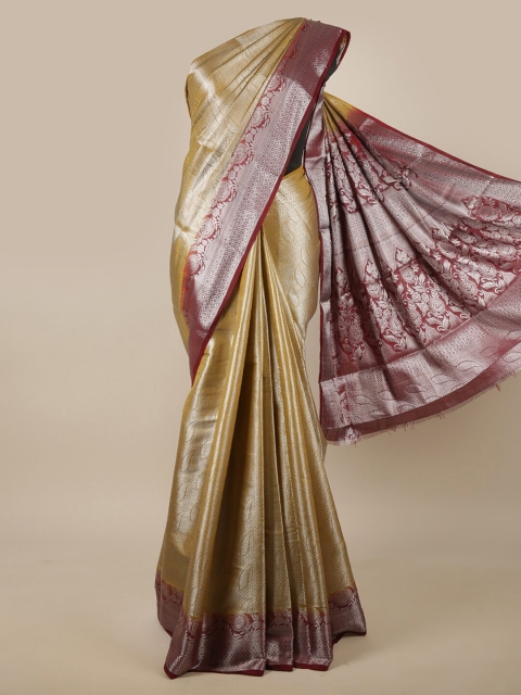 

Pothys Mustard & Maroon Ethnic Motifs Zari Jute Silk Saree