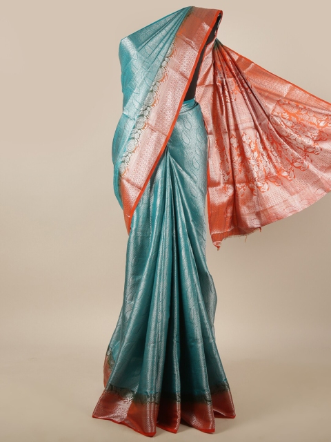 

Pothys Blue & Red Woven Design Jute Silk Saree