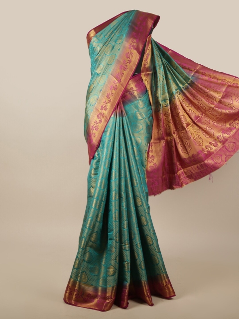 

Pothys Green & Pink Floral Jute Silk Saree