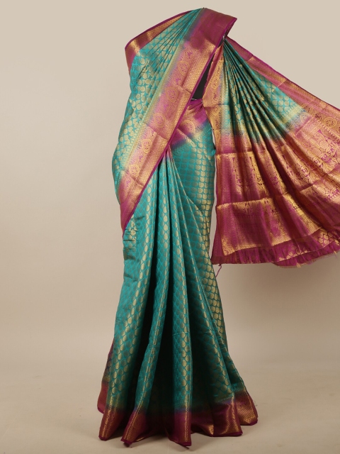 

Pothys Green & Magenta Woven Design Zari Jute Silk Saree