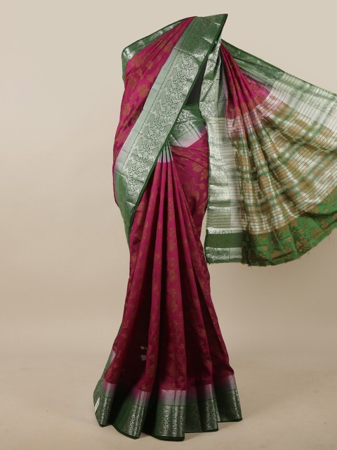 

Pothys Purple & Green Woven Design Zari Jute Silk Saree