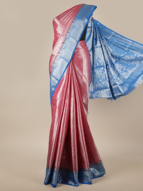 

Pothys Pink & Blue Woven Design Zari Jute Silk Saree