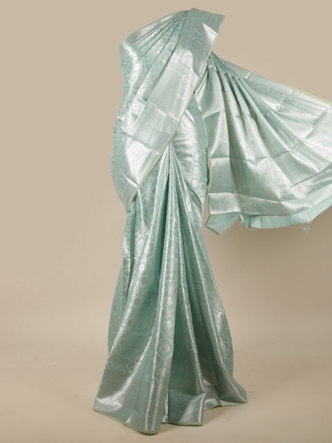 

Pothys Blue & Silver-Toned Woven Design Jute Silk Saree