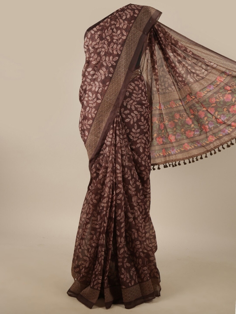 

Pothys Brown & Red Floral Jute Silk Saree