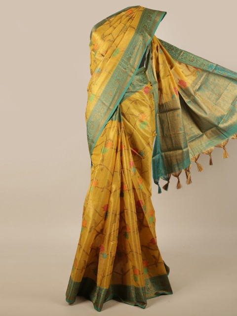 

Pothys Mustard & Green Woven Design Zari Jute Silk Saree