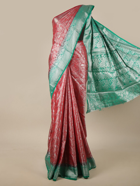 

Pothys Red & Green Woven Design Zari Jute Silk Saree