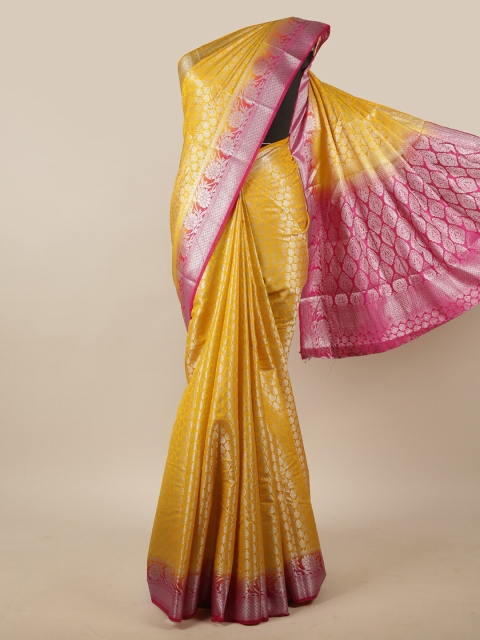 

Pothys Yellow & Magenta Ethnic Motifs Zari Jute Silk Saree