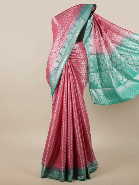 

Pothys Pink & Blue Ethnic Motifs Zari Jute Silk Saree