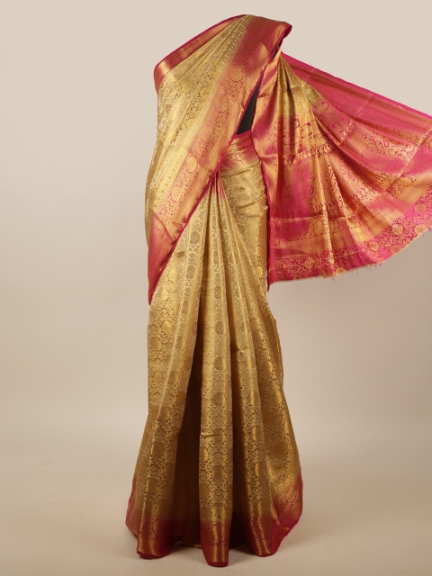 

Pothys Gold-Toned & Red Woven Design Zari Jute Silk Saree