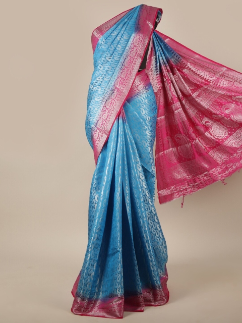 

Pothys Blue & Pink Ethnic Motifs Zari Jute Silk Saree