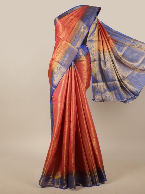 

Pothys Red & Blue Woven Design Zari Jute Silk Saree