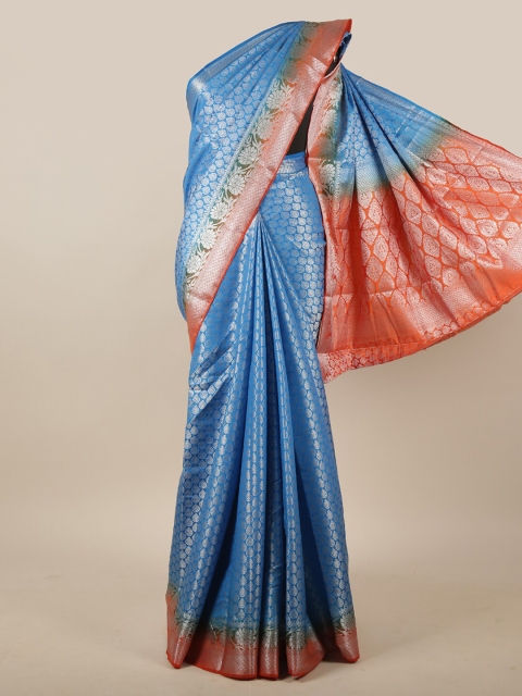 

Pothys Blue & Orange Woven Design Zari Jute Silk Saree