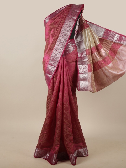 

Pothys Purple & Cream-Coloured Woven Design Zari Jute Silk Saree