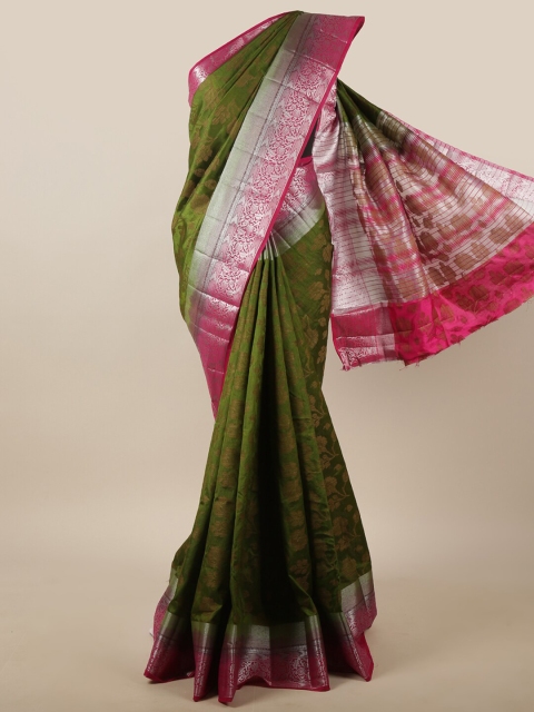 

Pothys Green & Fuchsia Ethnic Motifs Zari Jute Silk Saree