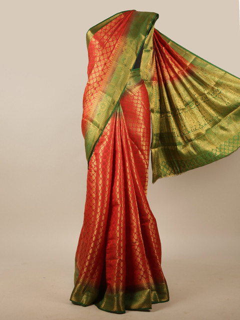 

Pothys Red & Green Woven Design Zari Jute Silk Saree