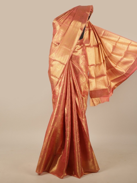 

Pothys Pink & Gold-Toned Woven Design Jute Silk Saree